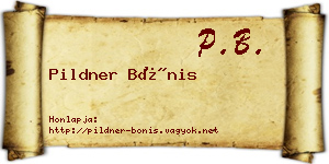 Pildner Bónis névjegykártya